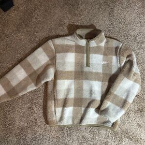 Nike Club Men’s Winterized Sherpa Quarter-Zip Pullover - Cream checkered